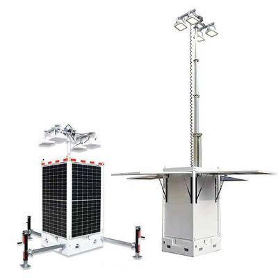 Cuboide Mobile Cctv Unit Solar Light Tower con 4*50W LED 4*300W pannelli solari