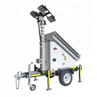Mobile Solar Trailer Torre di luce solare con pannelli solari 3*400W 4*150W luci LED