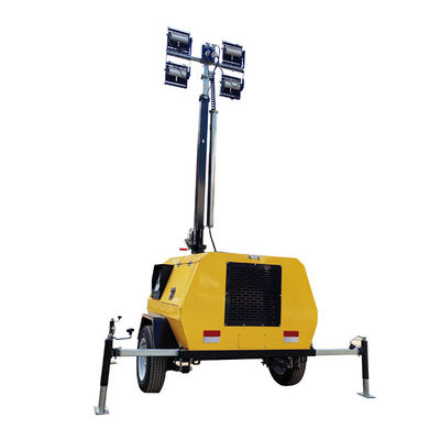 Torre di illuminazione diesel Torre di illuminazione portatile con mastro di 9 metri per attività all'aperto Illuminazione