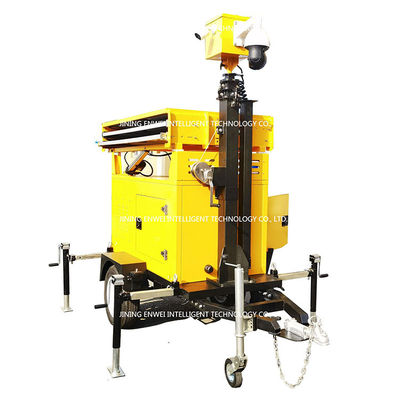 Corpo portatile di pannelli solari di colore giallo con rimorchio di sorveglianza mobile CCTV per il monitoraggio dei parchi industriali chimici