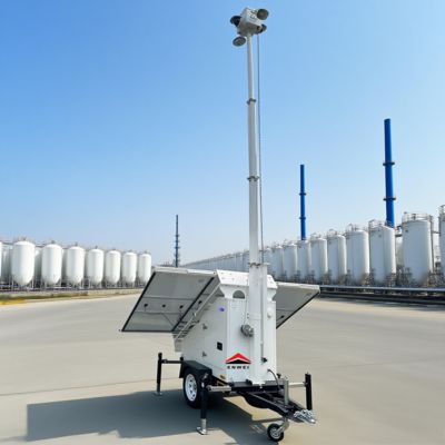 Rimorchio CCTV di sicurezza a energia solare portatile senza cablaggio per il monitoraggio del cantiere