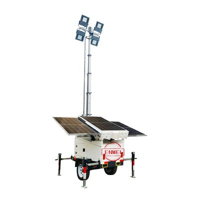 Rimorchio solare certificato CE con 4 luci LED da 100 W per l'illuminazione dei lavori stradali