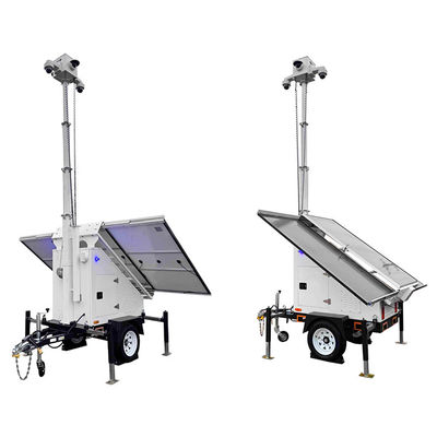 Rimorchio di sorveglianza mobile con 3 pannelli solari per la sicurezza del parcheggio